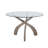 Contemporary Round Glass Top Dining Table w/ Solid Wood Base