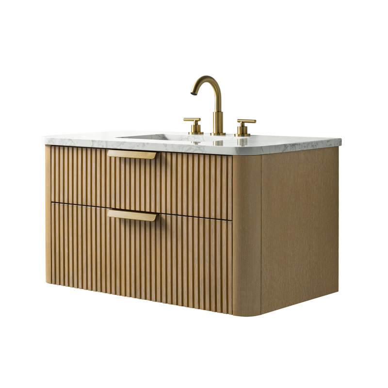 Liljan 36'' Wall-Mounted Single Bathroom Vanity, Classic Oak