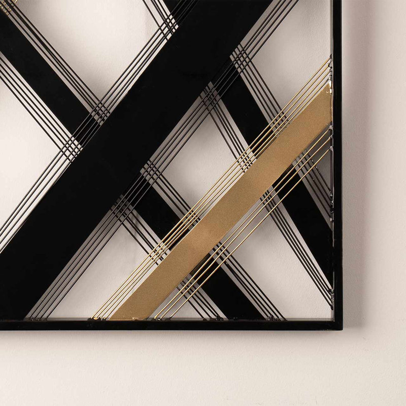 Black & Gold Wall Decoration for Living Room, Metal Wall Art