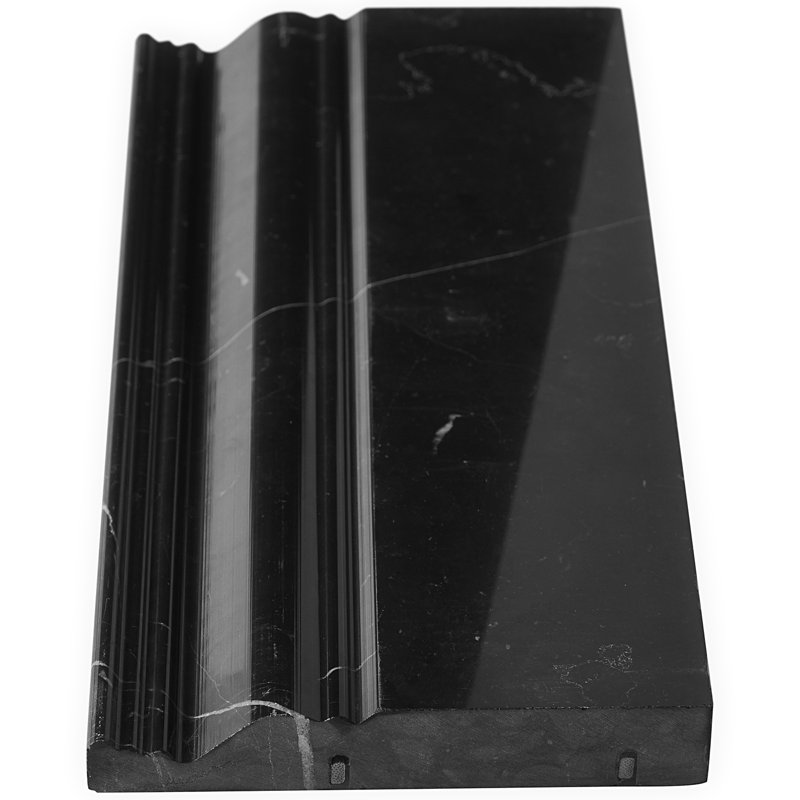 12'' L x 4.75'' W Marble Chair Rail Tile Trim, Honed Black