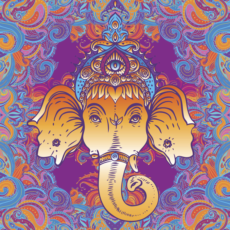 Head Of Hindu God Ganesha Over Colorful Mandala Pattern - Wrapped Canvas Print, 51cm H x 51cm W