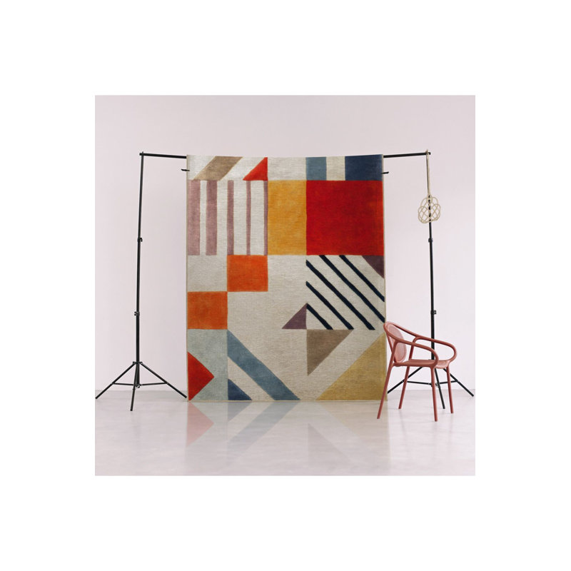 Multi Color Mixed Geometric Pattern Creative Modern Decorative Machine Washable Area Rug, Rectangle 3'3" x 4'11"