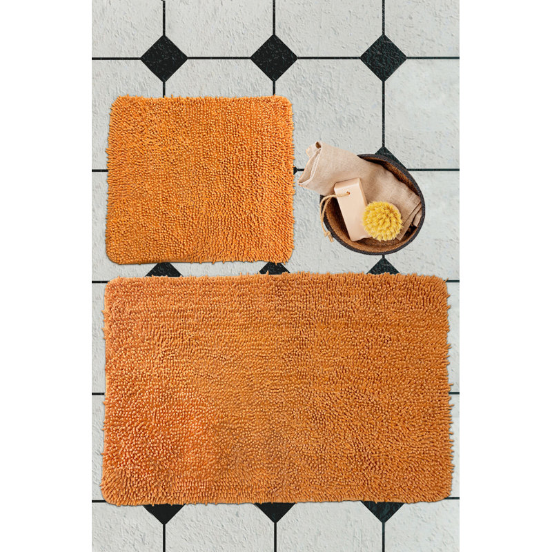 Ensemble de tapis pour salle de bain 2 pièces Aeilt, Orange
