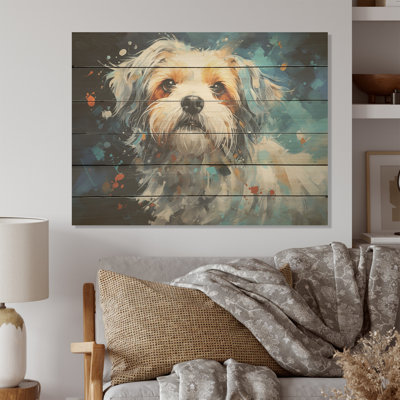 Blue Shih Tzu Serenity - Dog Wood Wall Art On Natural Pine Wood