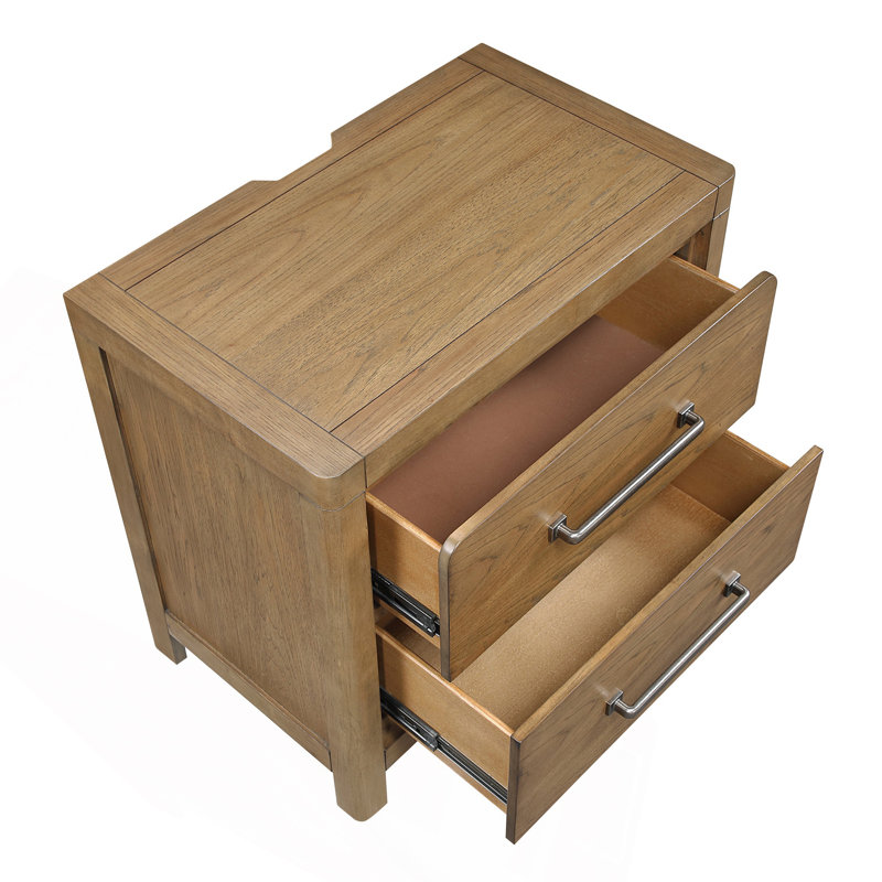 Table de chevet 2 tiroirs avec prises de courant et ports USB