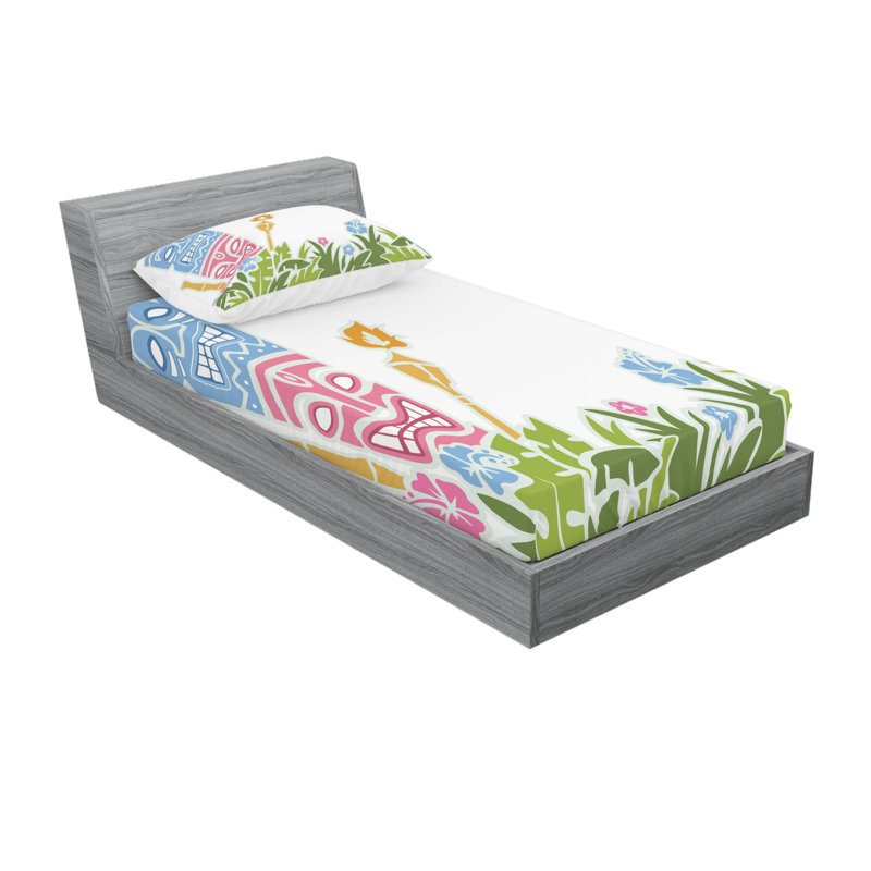 Microfiber Floral Sheet Set, Twin XL Sheet Set with Fitted Sheet