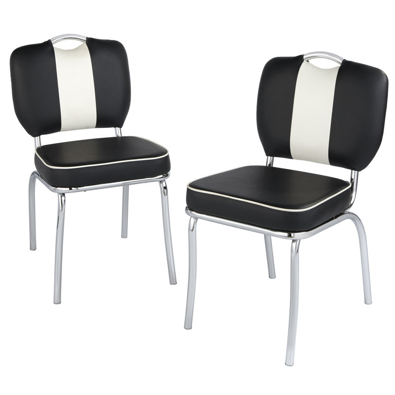 Chaise d'appoint rembourrée Sherly, Noir / blanc