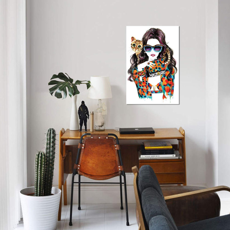 « kenzo », impression sur toile, H 18 po x l 12 po x P 1,5 po, Pas de tapis, Toile tendue
