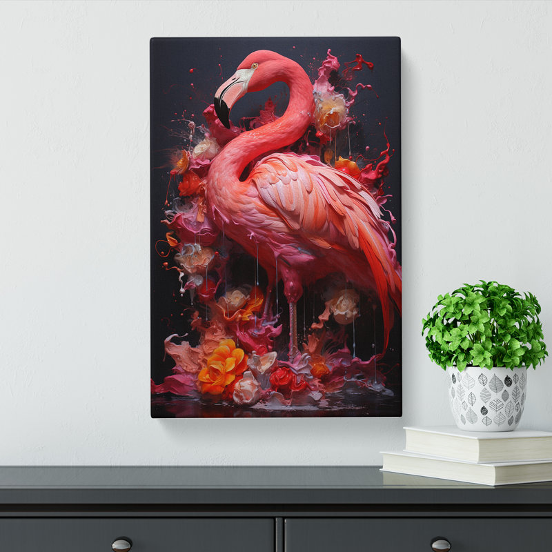 Flamingo Neo-Plasticism - No Frame Print, 60cm H x 40cm W x 3cm D