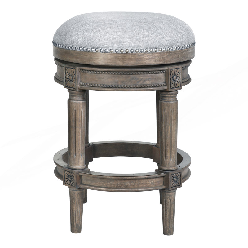 Swivel Upholstered Counter Stool, Grey, 26.05