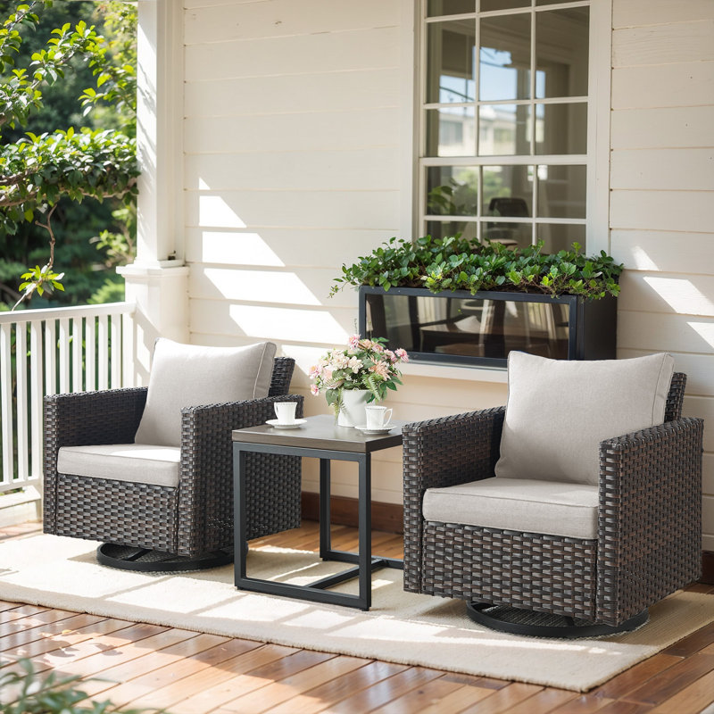 Nazime 2 Person Seating Group with Cushion, Beige, Brown