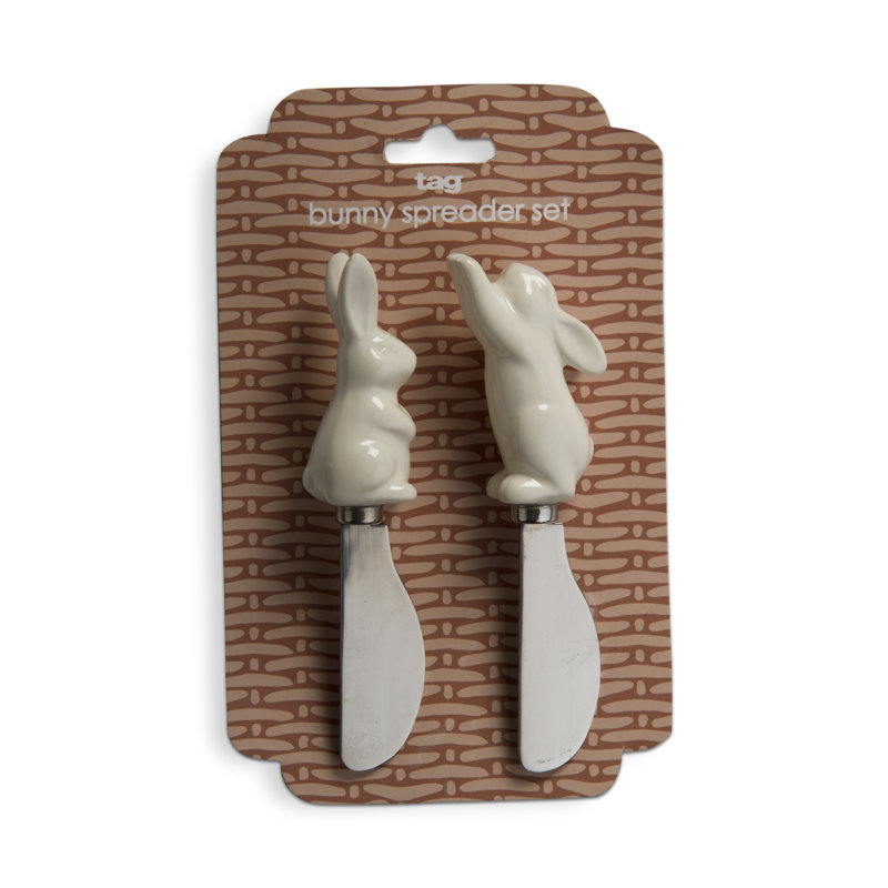 Bunny Spreader Set Of 2 White Ceramic Spring