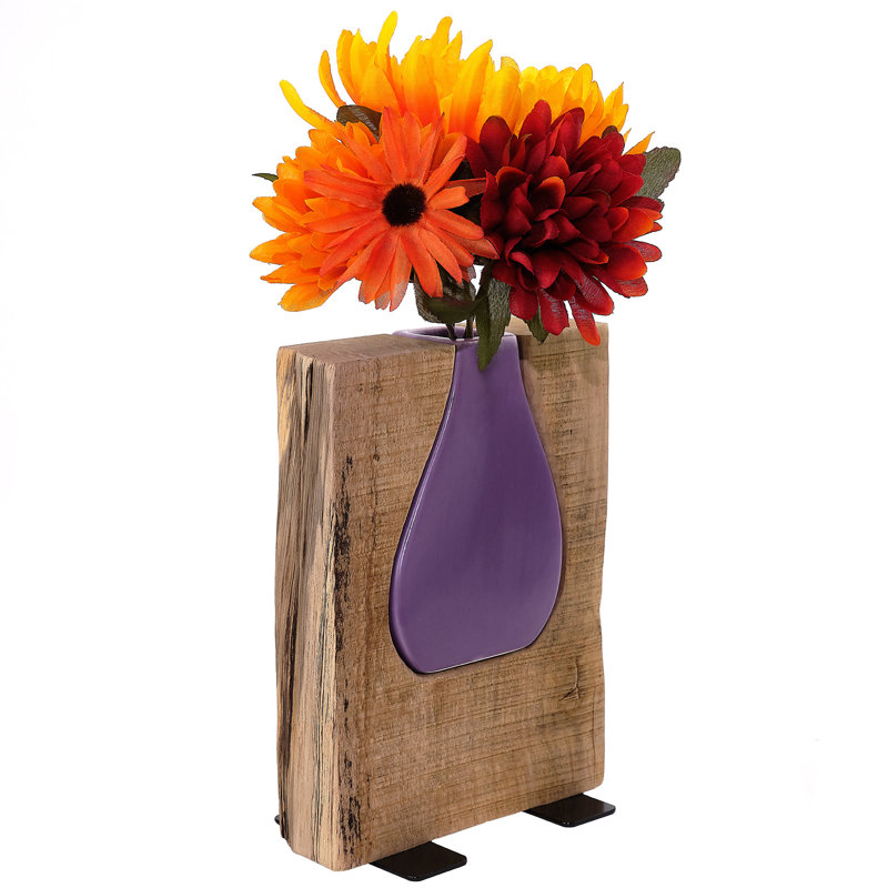 Trentino Wood Table Vase, Purple