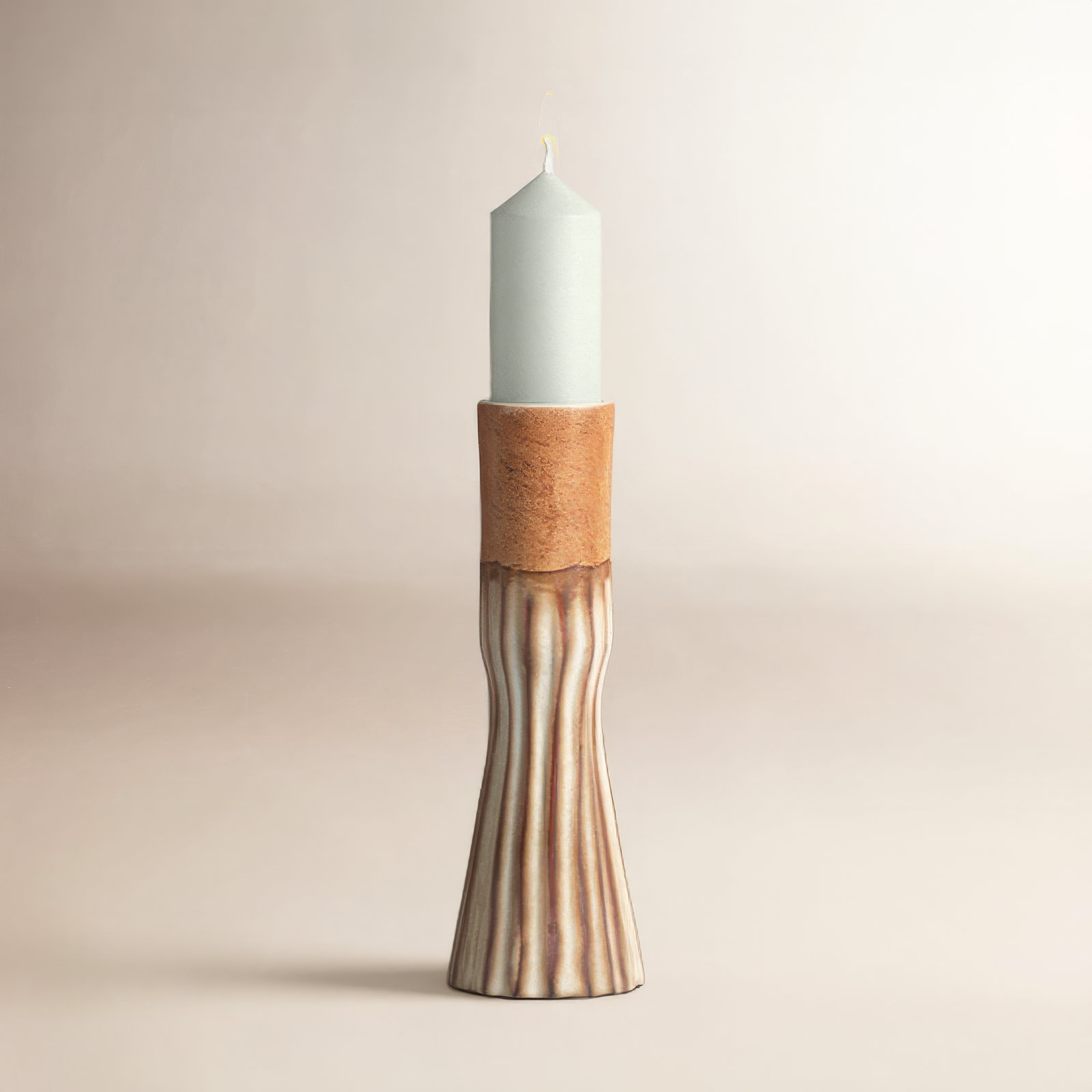 Whitehaven 4.5" Ceramic Tabletop Candlestick, Brown