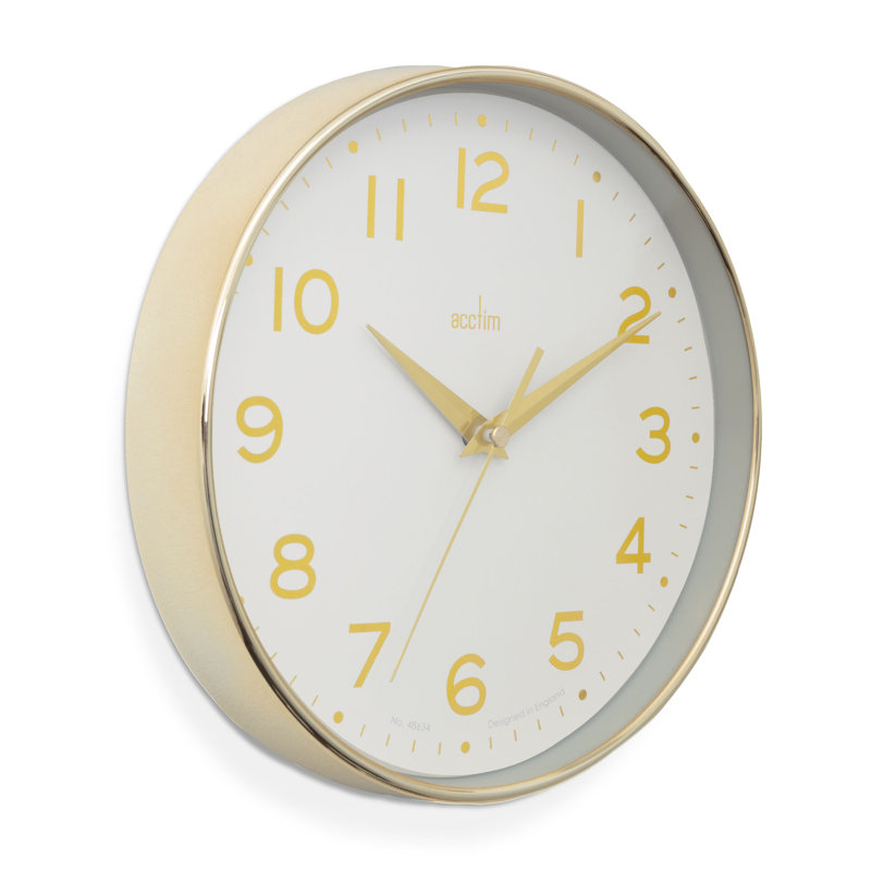 Acctim Small Wall Clock for Kitchen Living Room Bedroom 20cm, Gold/White