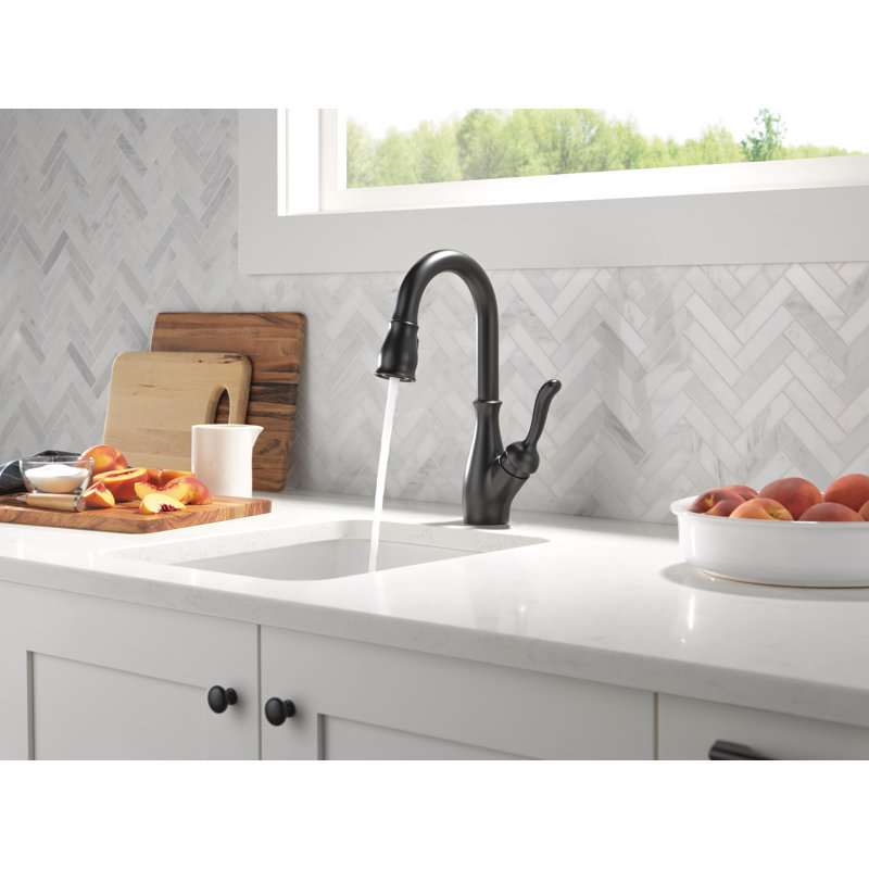 Leland Pull Down Sprayer Bar Faucet, Single Handle Prep Sink Faucet, Matte Black