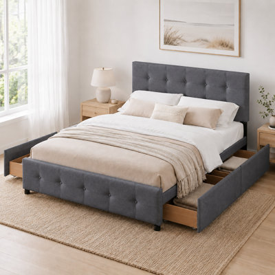 Grand lit plateforme avec rangement et quatre tiroirs Modern