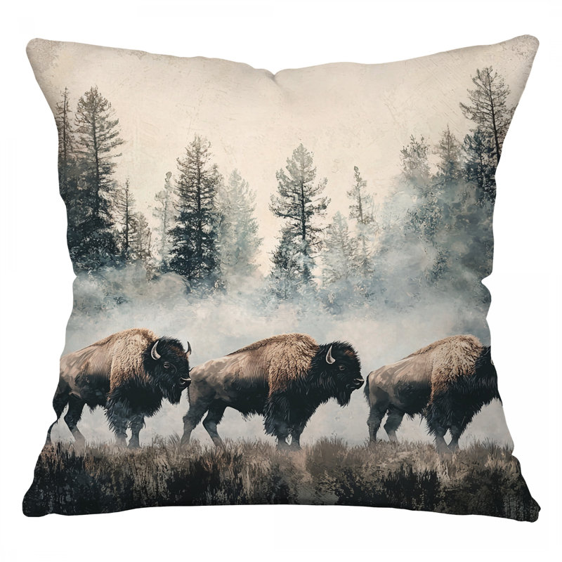 Coussin Bison Herd, Carré 26 po