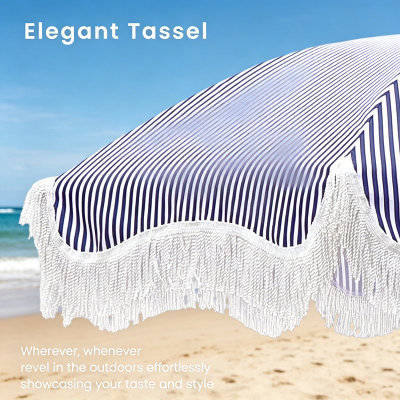 195cm Tilt Beach Parasol, Does Not Apply, Does Not Apply Striped