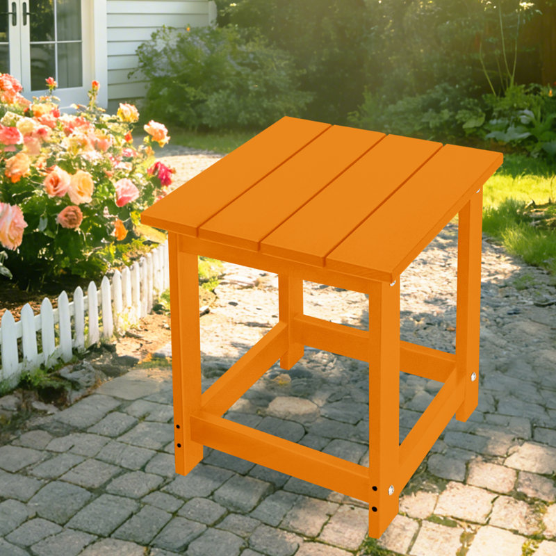 Denarrius Adirondack Outdoor Side Table ,HDPE Patio Table with Easy Maintenance and Weather resistance, Orange