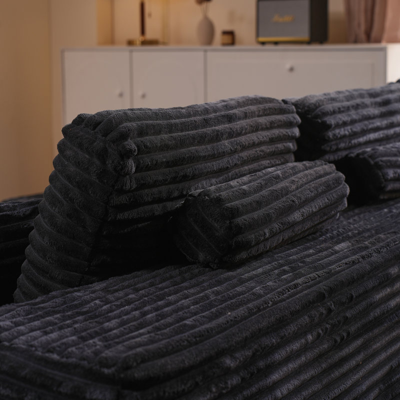 Ensemble de meubles de salon 3 pièces, ensemble de canapé moderne en mousse souple, canapé modulaire en L et fauteuil à billes sans accoudoirs, aucun assemblage requis
