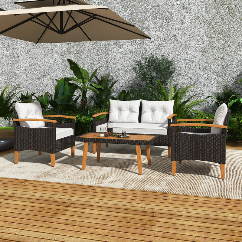 Ensemble de mobilier de jardin 4 pièces, Beige