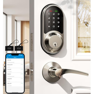 Verrouillage de porte intelligent avec serrure d'empreinte digitale, serrure de porte biométrique Bluetooth, pêne dormant à clavier tactile
