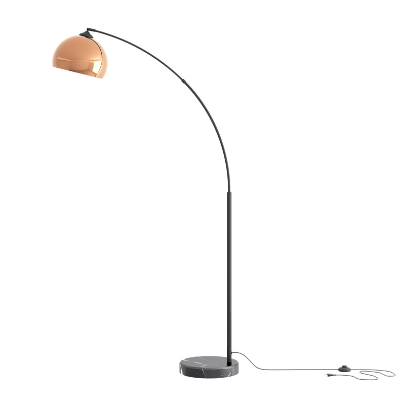 Inlight 66" Modern Arc Floor Lamp，Black Marble Base，Bulb Not Included, Rose Gold