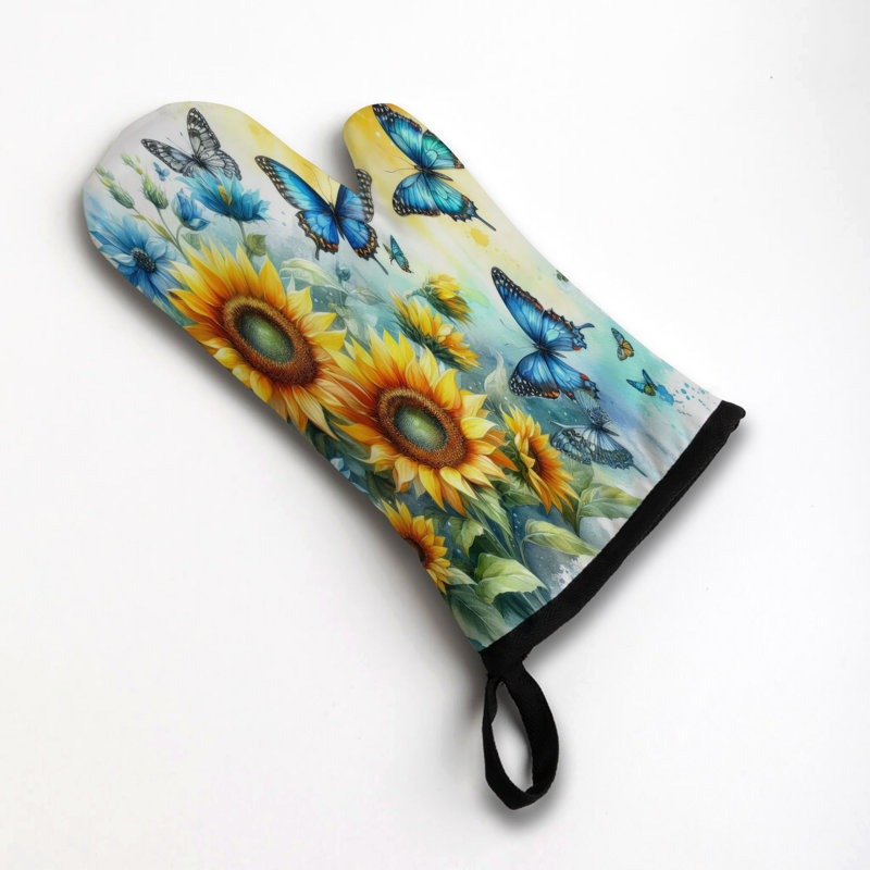 Flower & Flutter Oven Mitt Cotton Twill
