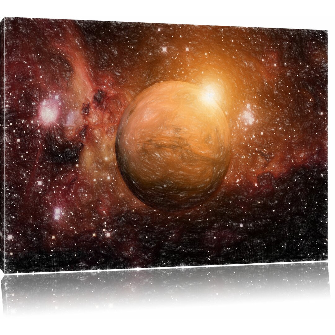 Leinwandbild „Planet Mars im Universum“, Grafikdruck