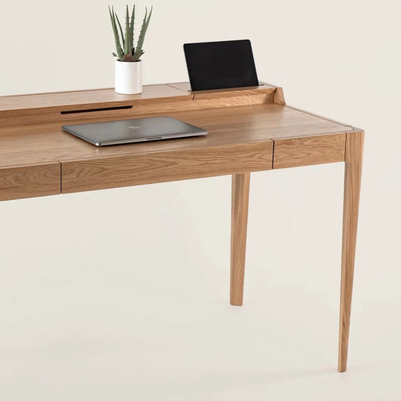 Bureau d'écriture simple en bois de frêne très fonctionnel, Marron clair, H 30,7 po x l 47,24 po x P 27,55 po
