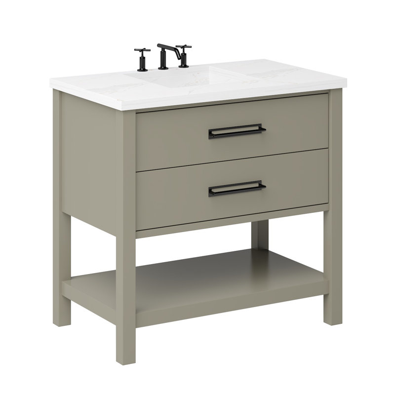 Kiawah Two-Drawer Single Bath Vanity, French Olive, 48", Matte Black