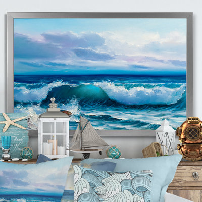 " Beautiful Ocean Sunset And Waves III " by Designart