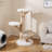 48.5” Solid Wood Cat Tree with Hanging Cradle Jute Scratching Post Perch Soft Plush
