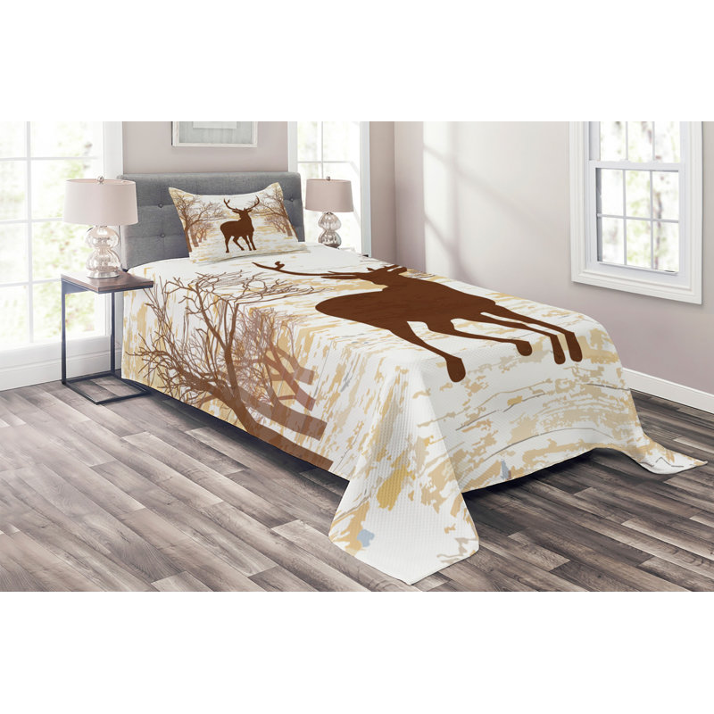 Rustic Polyester Coverlet, Twin Bedspread + 1 Sham