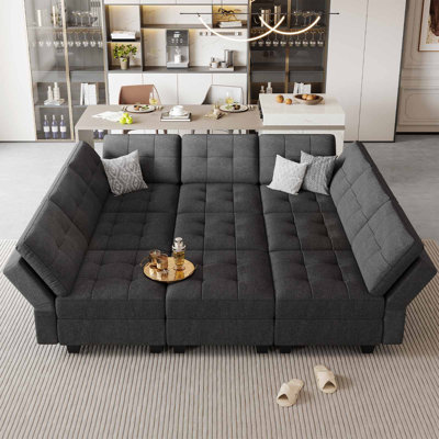 Devoiry 90.2'' Variable Sectional Upholstered Storage Sofa Bed Module Polyester Blend Couch Sleeper