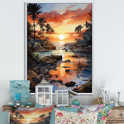 Dominicain, crépuscule tropical I - paysage et nature, art mural sur toile