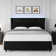 Bed Frame with Headboard and LED Lights, Leather Upholstered Bed Frame, Wingback/Headboard Splicing Design, No Box Spring Needed, Easy Assembly