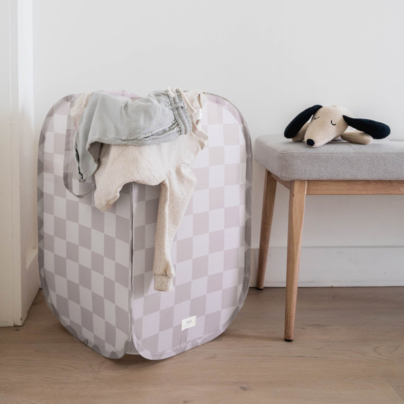 3 Sprouts Recycled Pop-up Hamper/checkerboard/beige