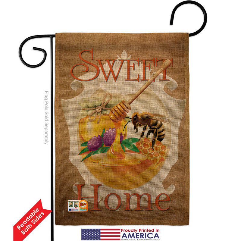 « my bee home home », polyester de 2 côtés 19 po. drapeau de jardin