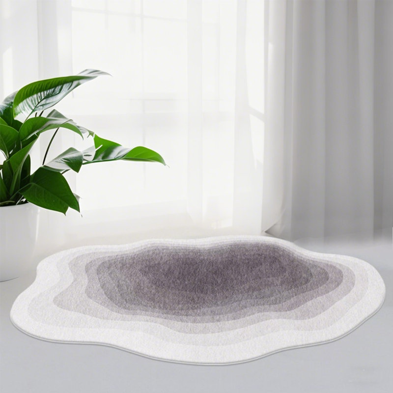Tapis unique en forme de tapis irrégulier à texture irrégulière de 4,6 x 6,5 pi Boho, gris