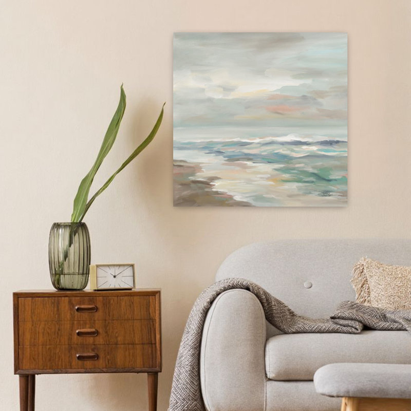 Bord de mer nautique pastel côtier avec art abstrait aqua, H 24 po x l 24 po