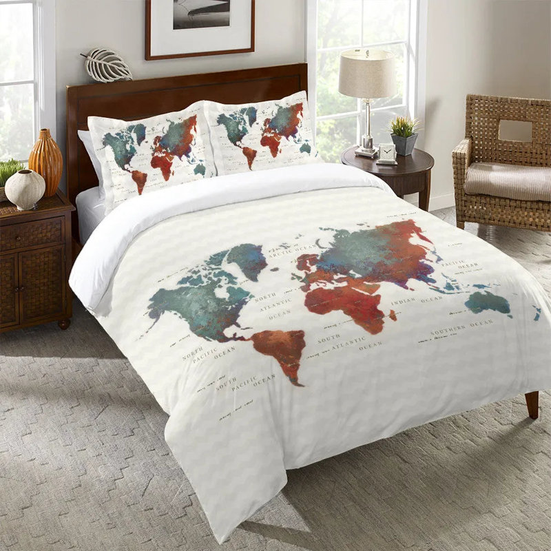 Housse de couette en microfibre Colorful World, Housse de couette pour lit simple
