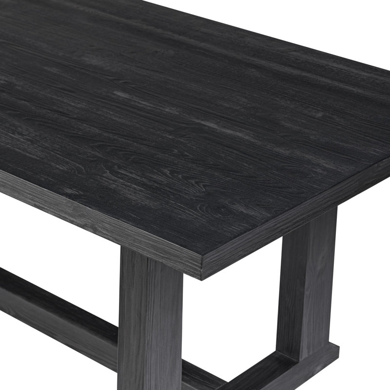 Otto Pine Wood Dining Table, Black, 30" H x 39.25" W x 110" L
