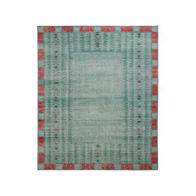 Rug & Kilim’S Distressed Scandinavian Rug In Blue Geometric Pattern