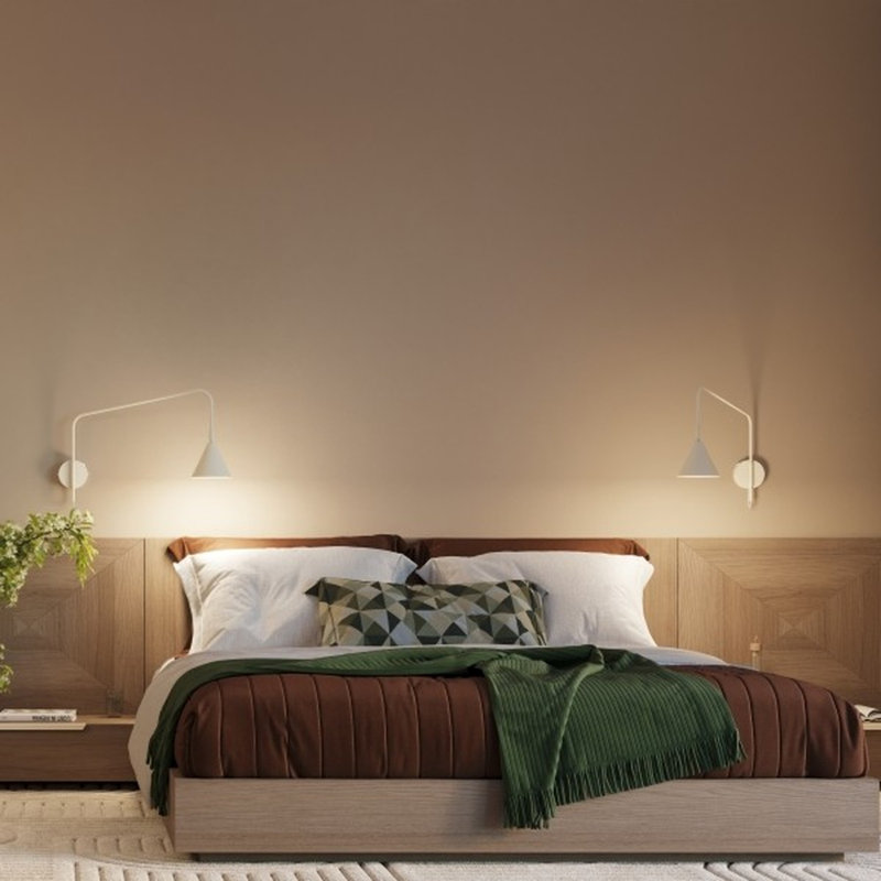 Nox Steel Flush Mounted Sconce, Wall lamp NOX 1 beige with a switch, Beige, 1 Light