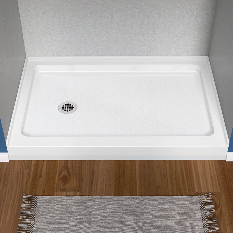 32 In. D X 48 In. W X 5 1/2 In. H Drain Single Threshold Shower Base, Left