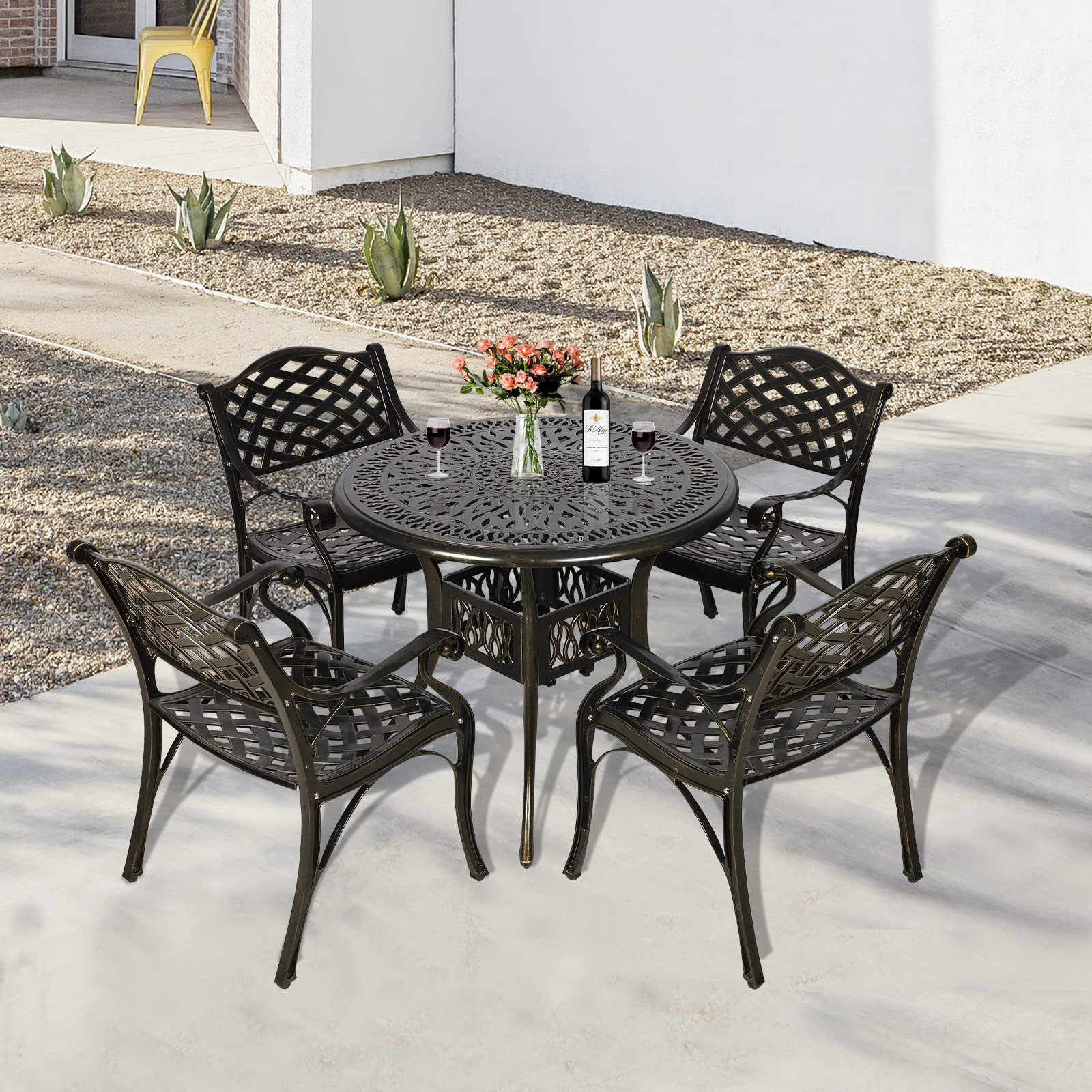 Phi Villa Home Depot Round Outdoor Dining Table Chairs For Dining