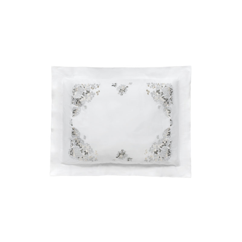 Ibla Embroidery by DEA Cotton Sham, Standard Sham, Gray