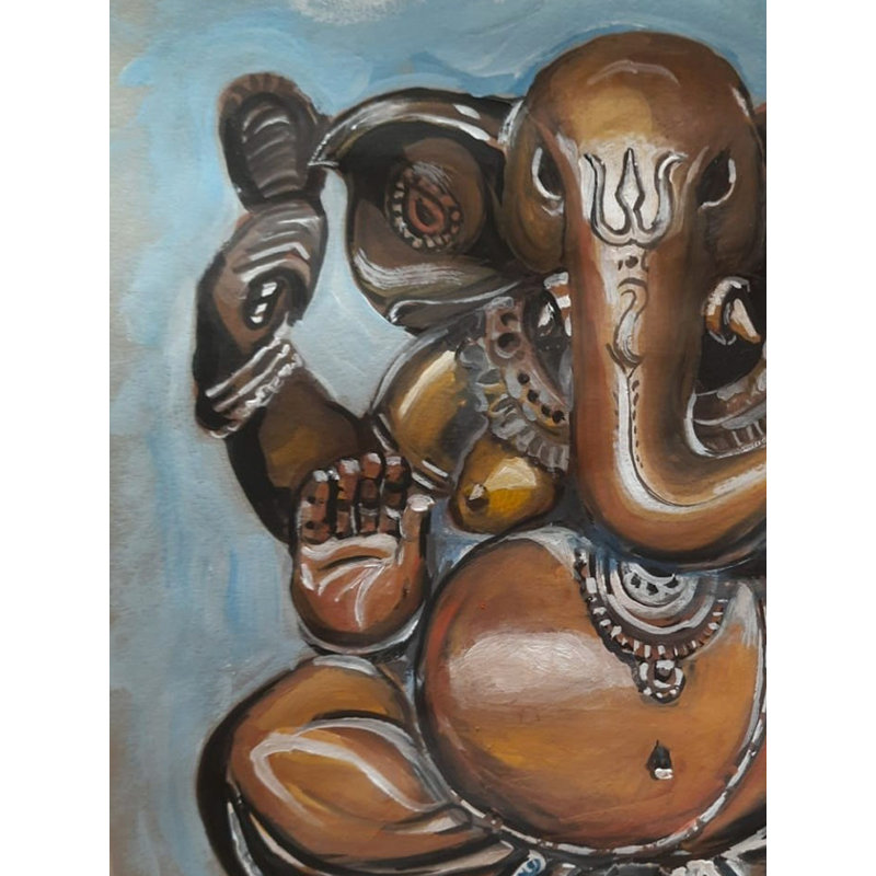«Watercolor Lord Ganesha», peinture sur papier par Priya Ghosh - art mural divinité de bon augure
